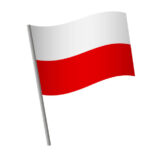 Poland flag icon. National flag of Poland on a pole vector illustration.